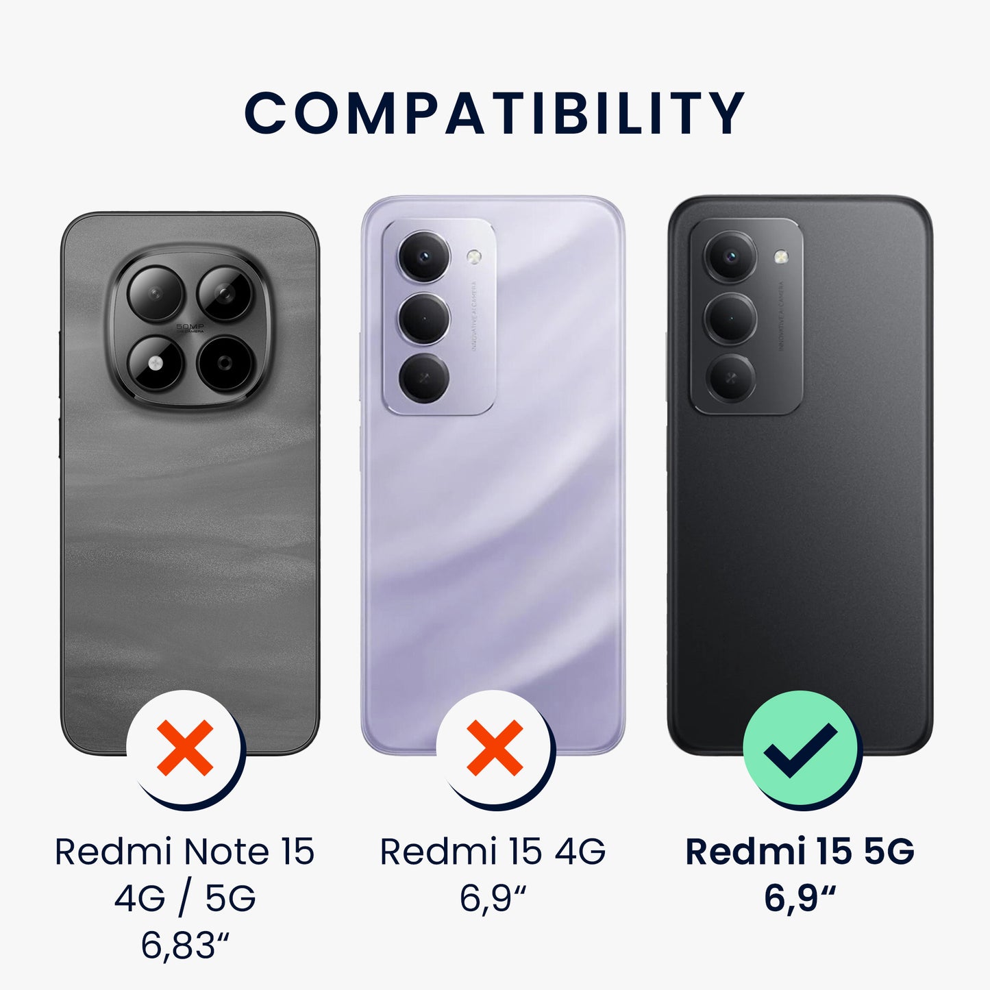 kwmobile Handyhülle für Xiaomi Redmi 15 5G Hülle - weiche Silikon Case - Schutzhülle Cover