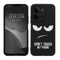kwmobile Hülle kompatibel mit Xiaomi Redmi 15C 5G - Handyhülle Silikon Case - Don't touch my Phone Weiß Schwarz Weiß  [dsg01]