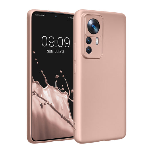 kwmobile Handyhülle kompatibel mit Xiaomi 12T Pro Hülle - weiche Silikon Case metallisch schimmernd in Metallic Rosegold Metallic Rosegold  