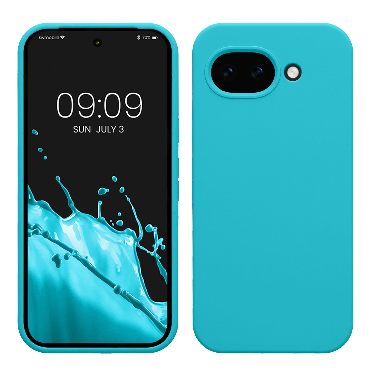 kwmobile Hülle kompatibel mit Google Pixel 10a Hülle - Silikon Handy Case - Handyhülle weiche Oberfläche - kabelloses Laden - Cool Glacier Cool Glacier  