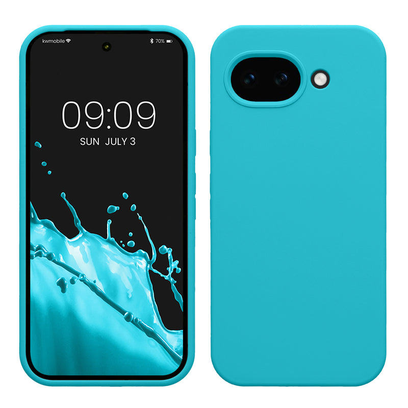 kwmobile Hülle kompatibel mit Google Pixel 10a Hülle - Silikon Handy Case - Handyhülle weiche Oberfläche - kabelloses Laden - Cool Glacier Cool Glacier  