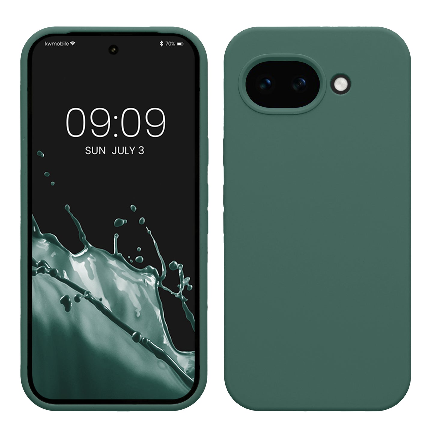 kwmobile Hülle kompatibel mit Google Pixel 10a Hülle - Silikon Handy Case - Handyhülle weiche Oberfläche - kabelloses Laden - Tannengrün Tannengrün  