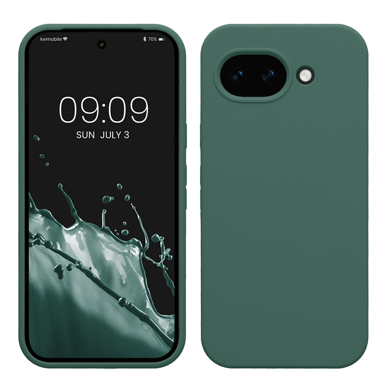 kwmobile Hülle kompatibel mit Google Pixel 10a Hülle - Silikon Handy Case - Handyhülle weiche Oberfläche - kabelloses Laden - Tannengrün Tannengrün  