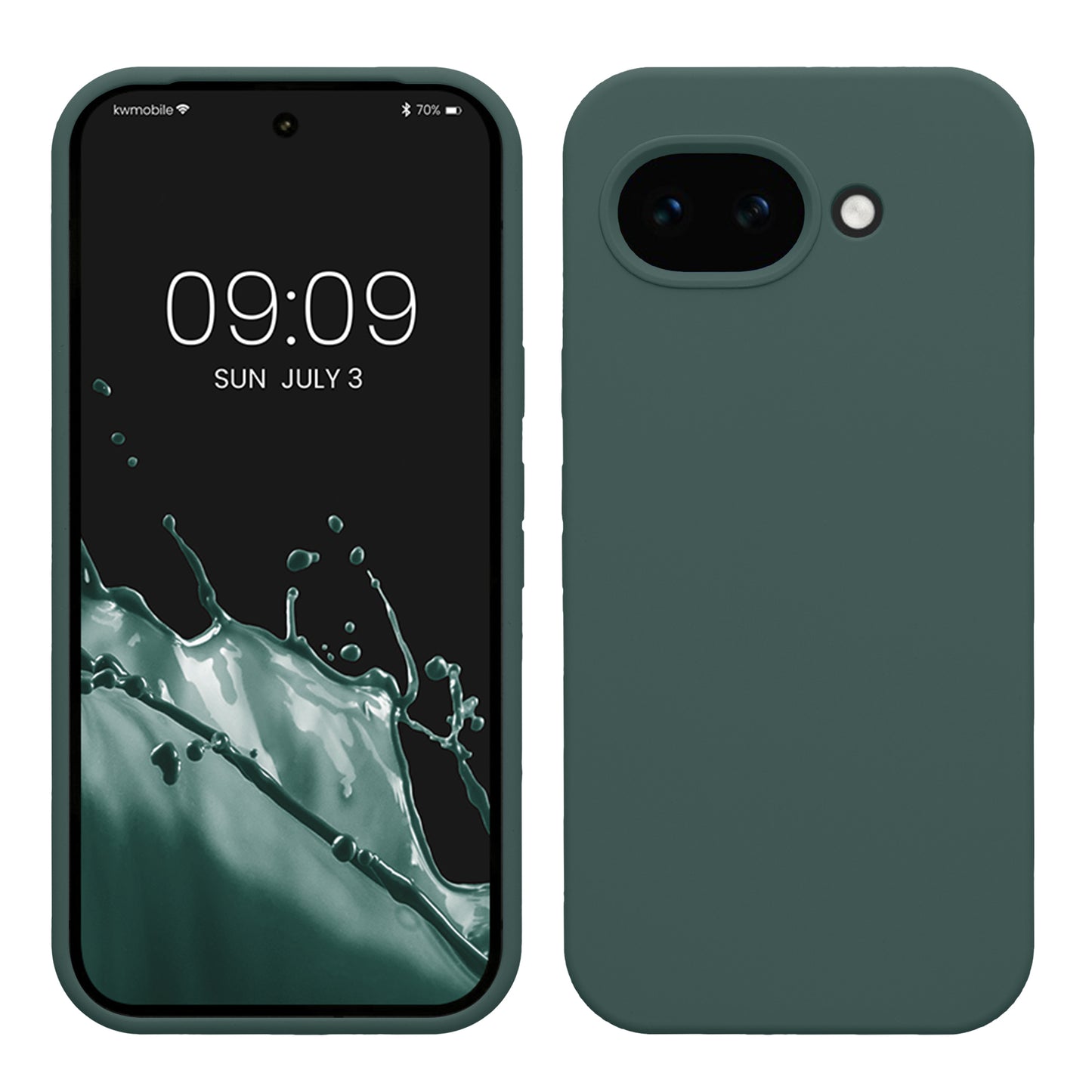 kwmobile Hülle kompatibel mit Google Pixel 10a Hülle - Silikon Handy Case - Handyhülle weiche Oberfläche - kabelloses Laden - Blaugrün Blaugrün  