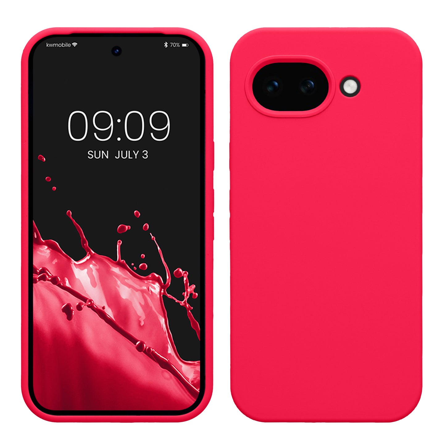 kwmobile Hülle kompatibel mit Google Pixel 10a Hülle - Silikon Handy Case - Handyhülle weiche Oberfläche - kabelloses Laden - Neon Pink Neon Pink  