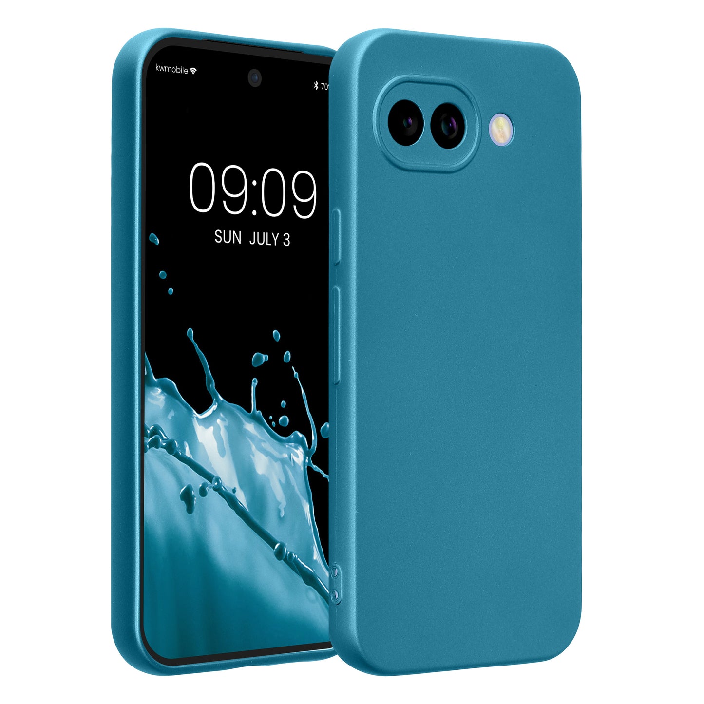 kwmobile Handyhülle kompatibel mit Google Pixel 10a Hülle - weiche Silikon Case metallisch schimmernd in Metallic Karibikblau Metallic Karibikblau  