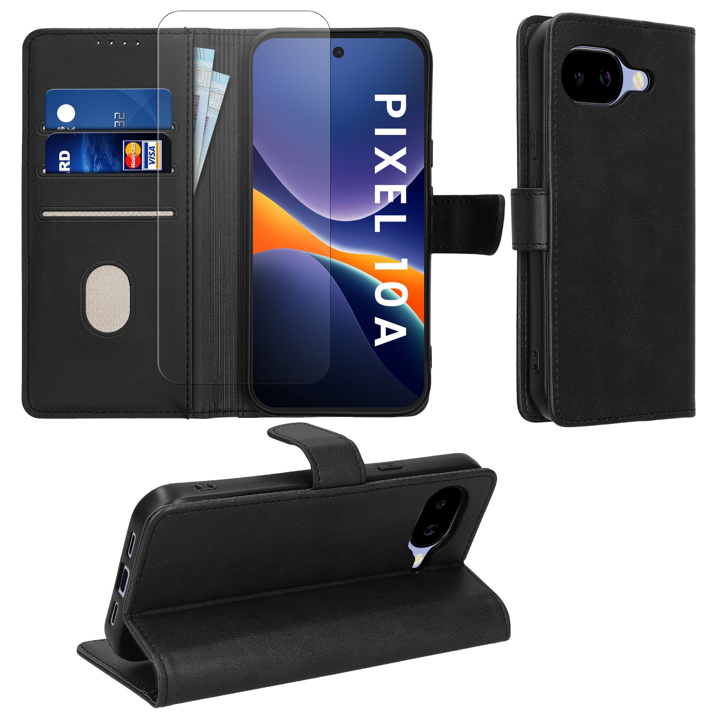 kwmobile Kunstleder Handyhülle kompatibel mit Google Pixel 10a Hülle - Brieftaschen Schutzhülle aus PU-Leder mit Displayschutz und RFID-Schutz