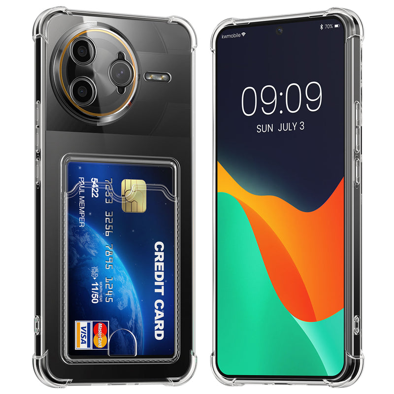 kwmobile Hülle mit Kartenfach kompatibel mit Xiaomi Poco F7 Ultra - Handyhülle Poco F7 Ultra mit Kartenfach - Soft Case - Schutzhülle in Transparent Transparent  