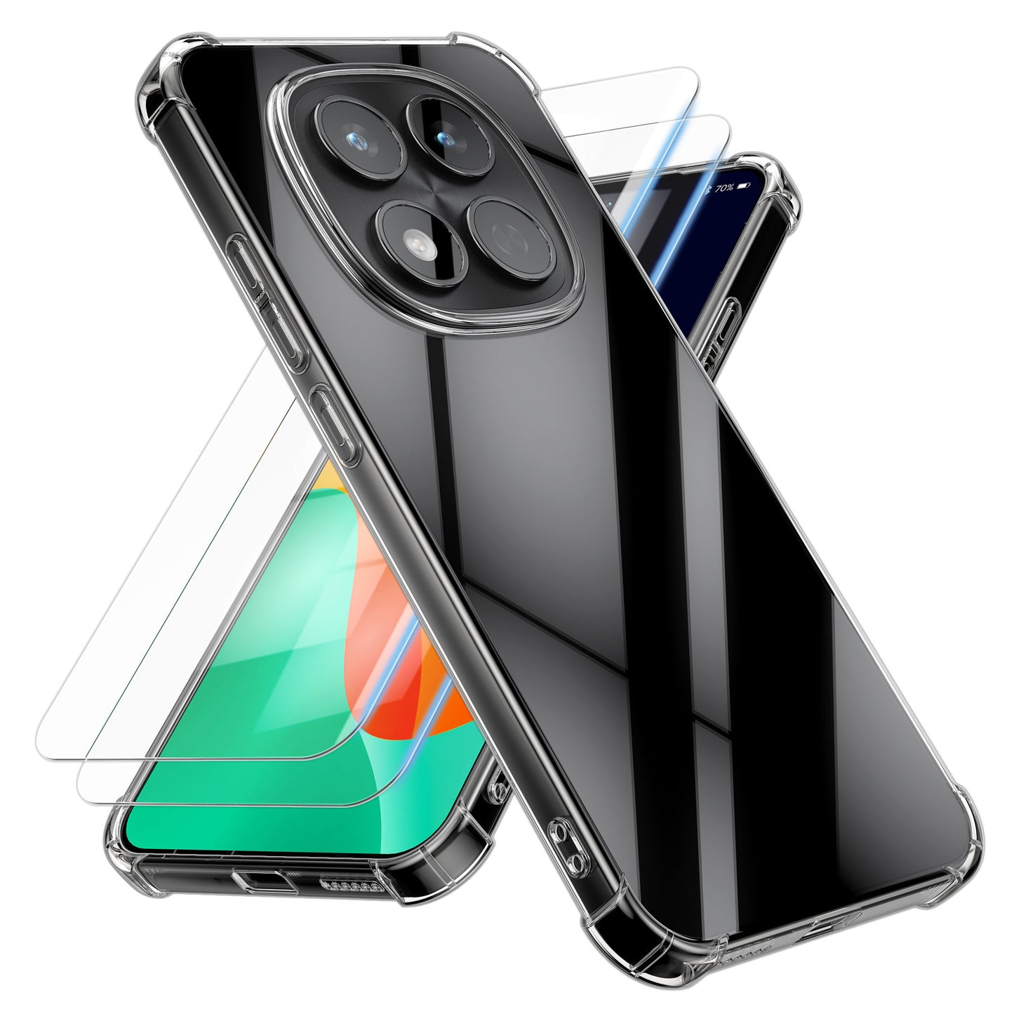 kwmobile Hülle kompatibel mit Xiaomi Redmi Note 15 Pro 4G Case - Handyhülle mit 2x Glas Schutz Folie - TPU Cover Handyhülle in Transparent Transparent  