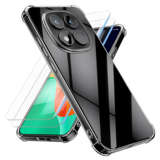 kwmobile Hülle kompatibel mit Xiaomi Redmi Note 15 Pro 4G Case - Handyhülle mit 2x Glas Schutz Folie - TPU Cover Handyhülle in Transparent Transparent  
