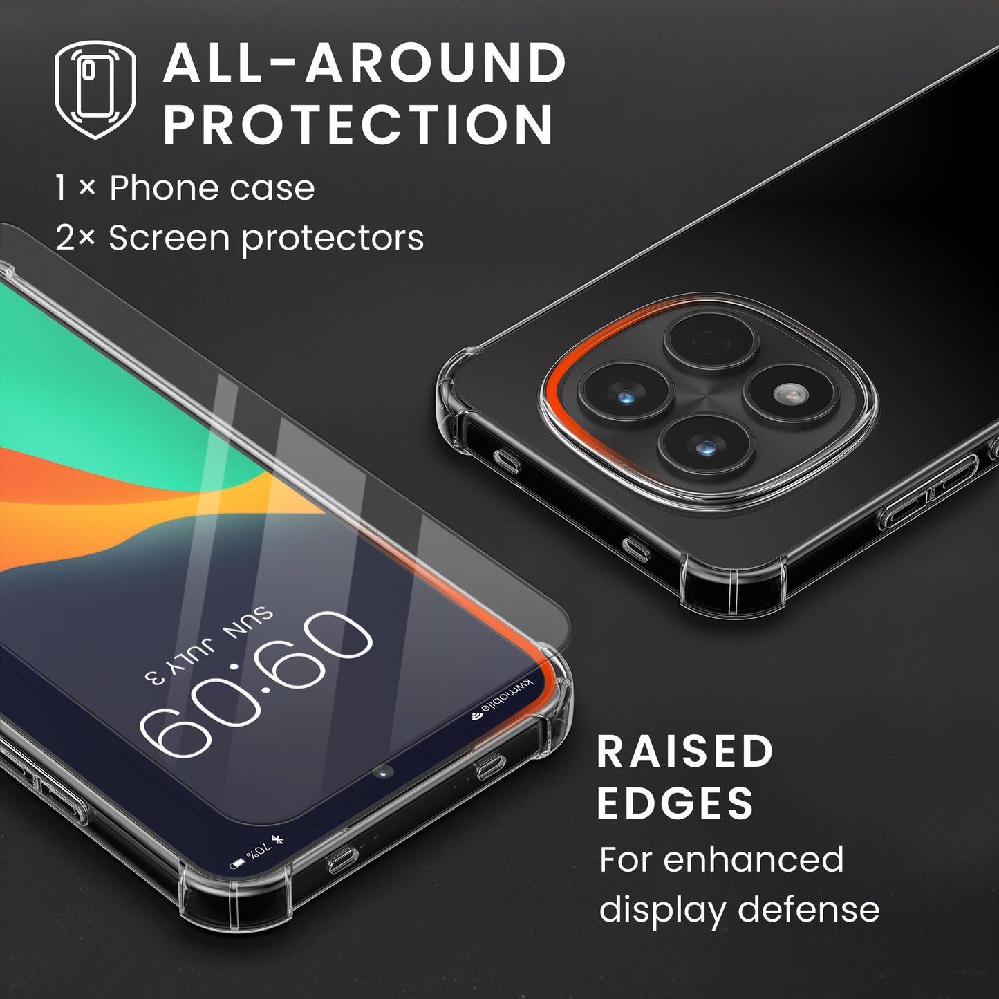 kwmobile Hülle kompatibel mit Xiaomi Redmi Note 15 Pro 4G Case - Handyhülle mit 2x Glas Schutz Folie