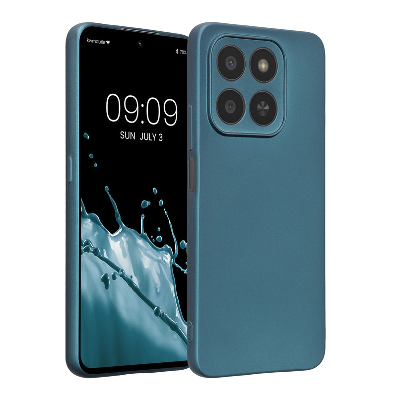 kwmobile Handyhülle kompatibel mit HONOR 400 Smart 5G / X7d Hülle - weiche Silikon Case metallisch schimmernd in Metallic Karibikblau Metallic Karibikblau  