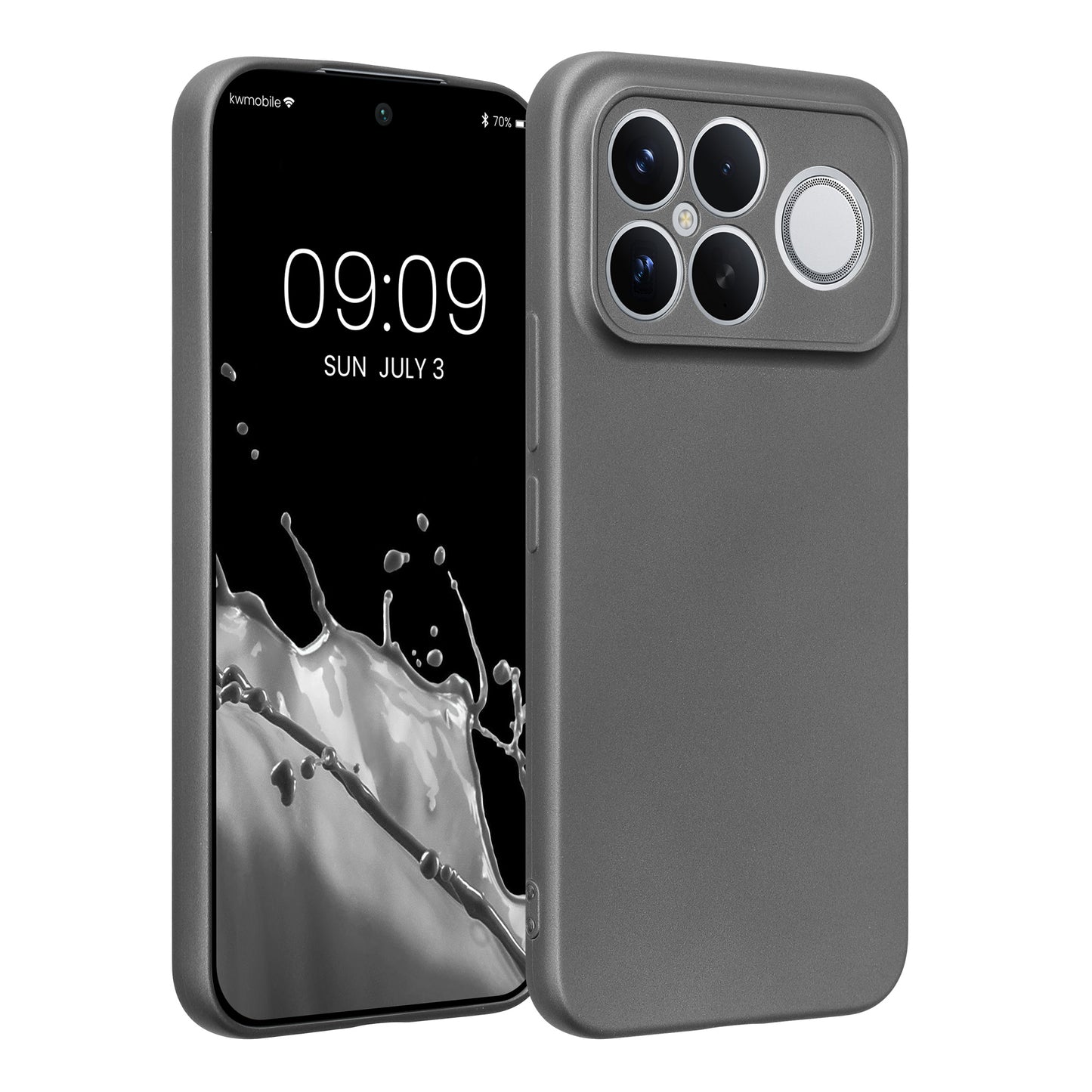 kwmobile Handyhülle kompatibel mit Xiaomi Poco F8 Ultra Hülle - weiche Silikon Case metallisch schimmernd in Metallic Grau Metallic Grau  