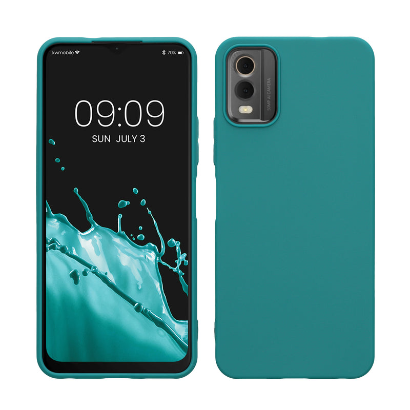 kwmobile Hülle kompatibel mit Nokia C32 Hülle - weiches TPU Silikon Case - Cover geeignet für kabelloses Laden - Petrol matt Petrol matt  