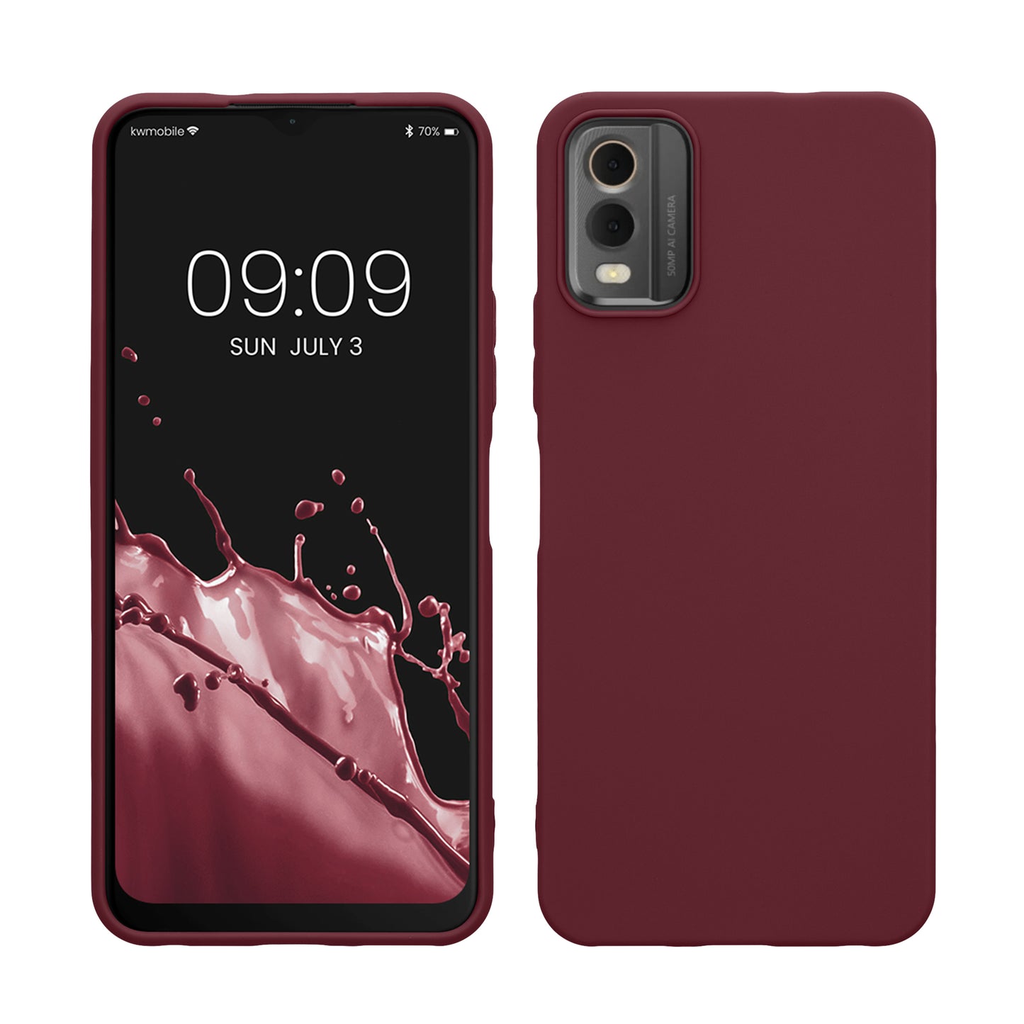 kwmobile Hülle kompatibel mit Nokia C32 Hülle - weiches TPU Silikon Case - Cover geeignet für kabelloses Laden - Bordeaux Violett Bordeaux Violett  