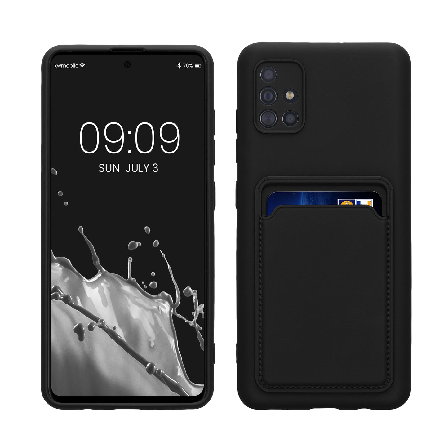 kwmobile Handyhülle kompatibel mit Samsung Galaxy A51 Hülle - Handy Cover mit Fach für Karten - in Schwarz Schwarz  