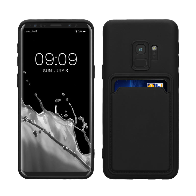 kwmobile Handyhülle kompatibel mit Samsung Galaxy S9 Hülle - Handy Cover mit Fach für Karten - in Schwarz Schwarz  