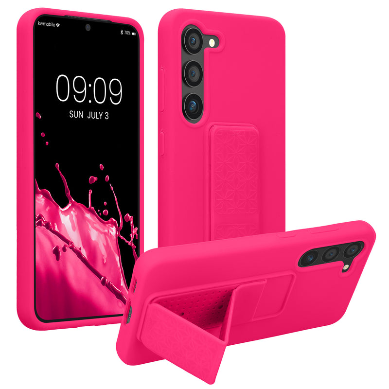 kwmobile Handyhülle für Samsung Galaxy S23 Hülle mit Fingerhalter und Stand Schutzhülle Cover