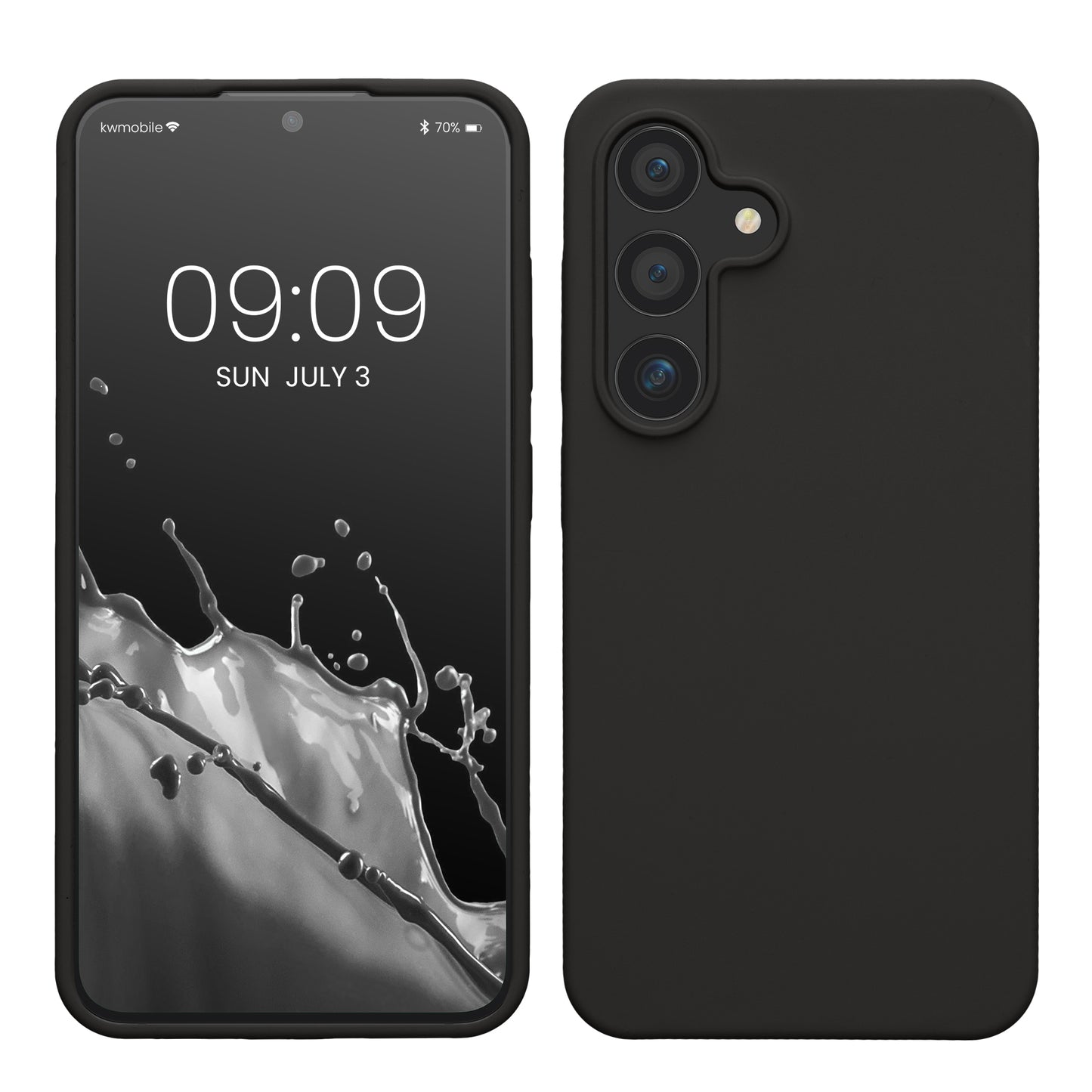 kwmobile Hülle kompatibel mit Samsung Galaxy S24 Hülle - Silikon Handy Case - Handyhülle für Samsung S24 weiche Oberfläche - kabelloses Laden für Galaxy S24 Case - Dunkelgrau Dunkelgrau  