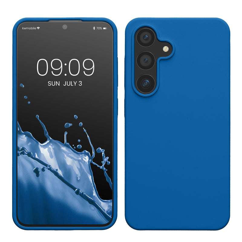 kwmobile Hülle kompatibel mit Samsung Galaxy S24 Hülle - Silikon Handy Case - Handyhülle für Samsung S24 weiche Oberfläche - kabelloses Laden für Galaxy S24 Case - Blue Reef Blue Reef  