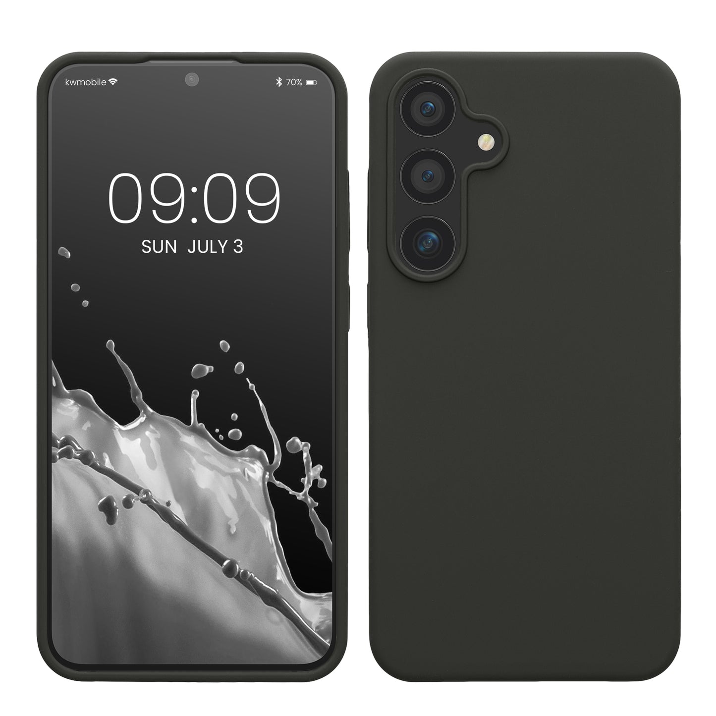 kwmobile Hülle kompatibel mit Samsung Galaxy S24 Plus Hülle - Silikon Handy Case - Handyhülle für Samsung S24 Plus weiche Oberfläche - kabelloses Laden für Galaxy S24 Plus Case - Dunkelgrau Dunkelgrau  