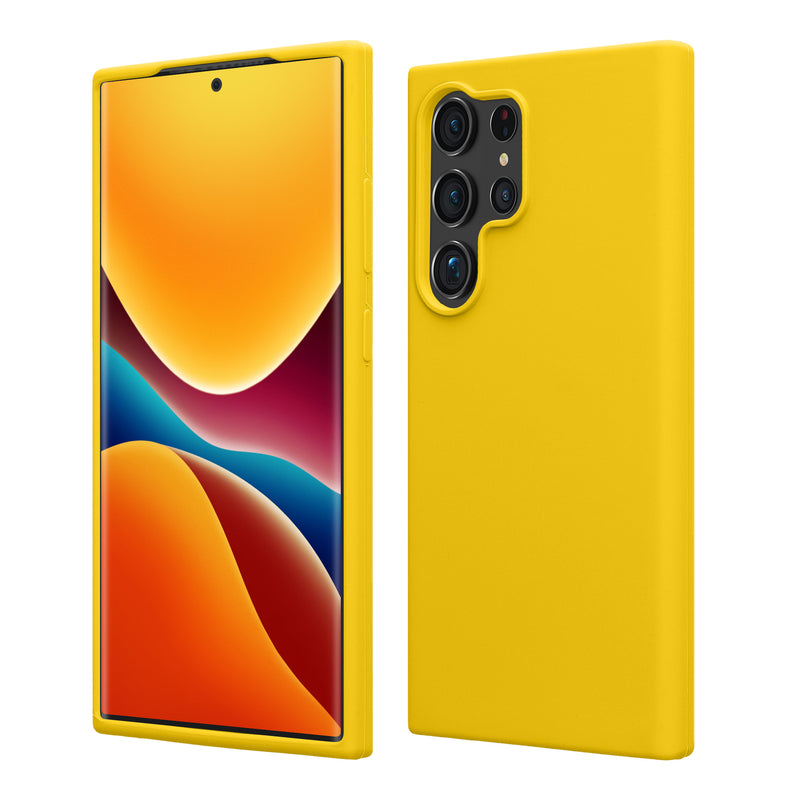 kwmobile Hülle kompatibel mit Samsung Galaxy S24 Ultra Hülle - Silikon Handy Case - Handyhülle für Samsung S24 Ultra weiche Oberfläche - kabelloses Laden für Galaxy S24 Ultra Case - Strahlend Gelb Strahlend Gelb  