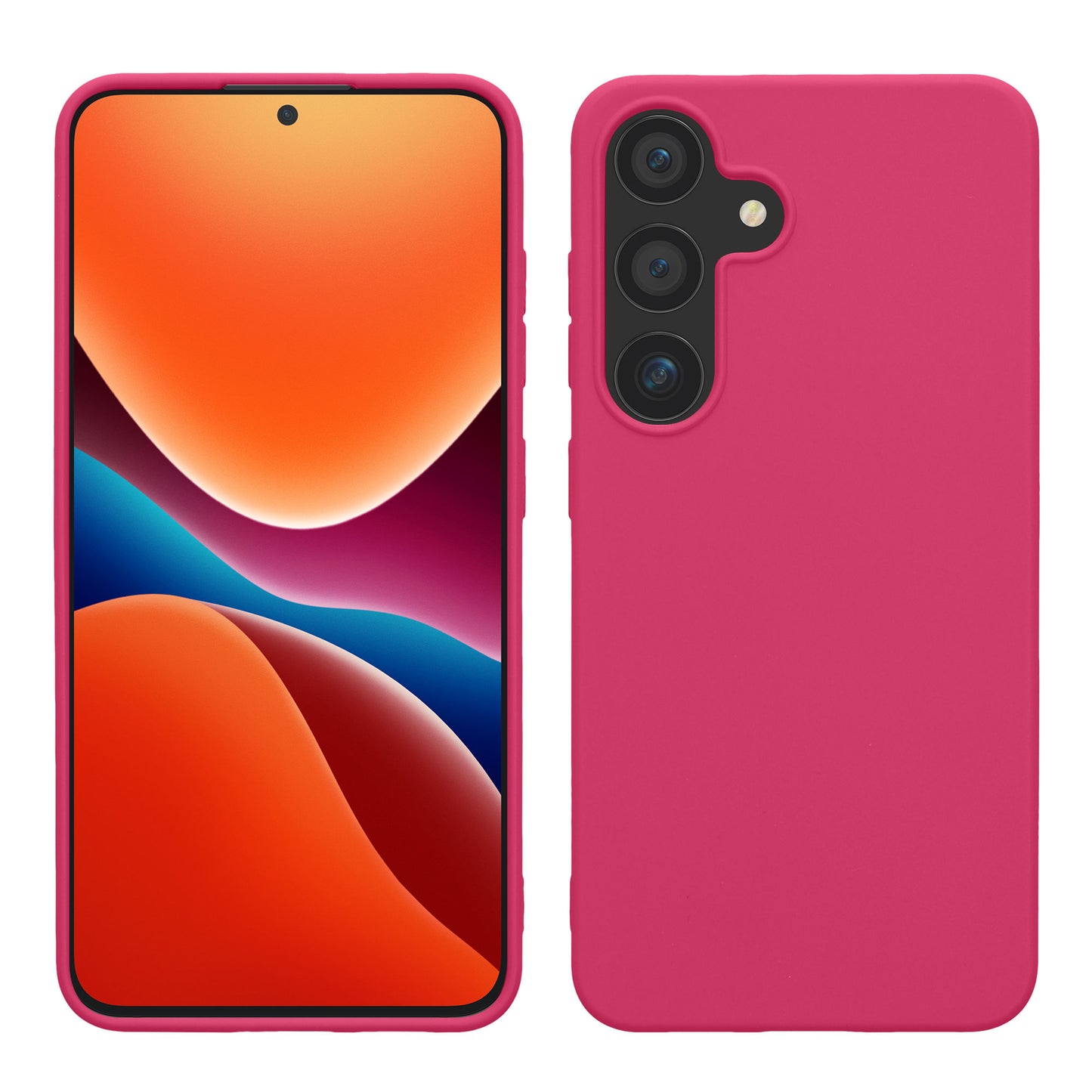 kwmobile Hülle kompatibel mit Samsung Galaxy S24 Hülle - TPU Silikon Handyhülle weich schlank - Case stoßabsorbierend flexibel - kabelloses Laden - Neon Pink Neon Pink  
