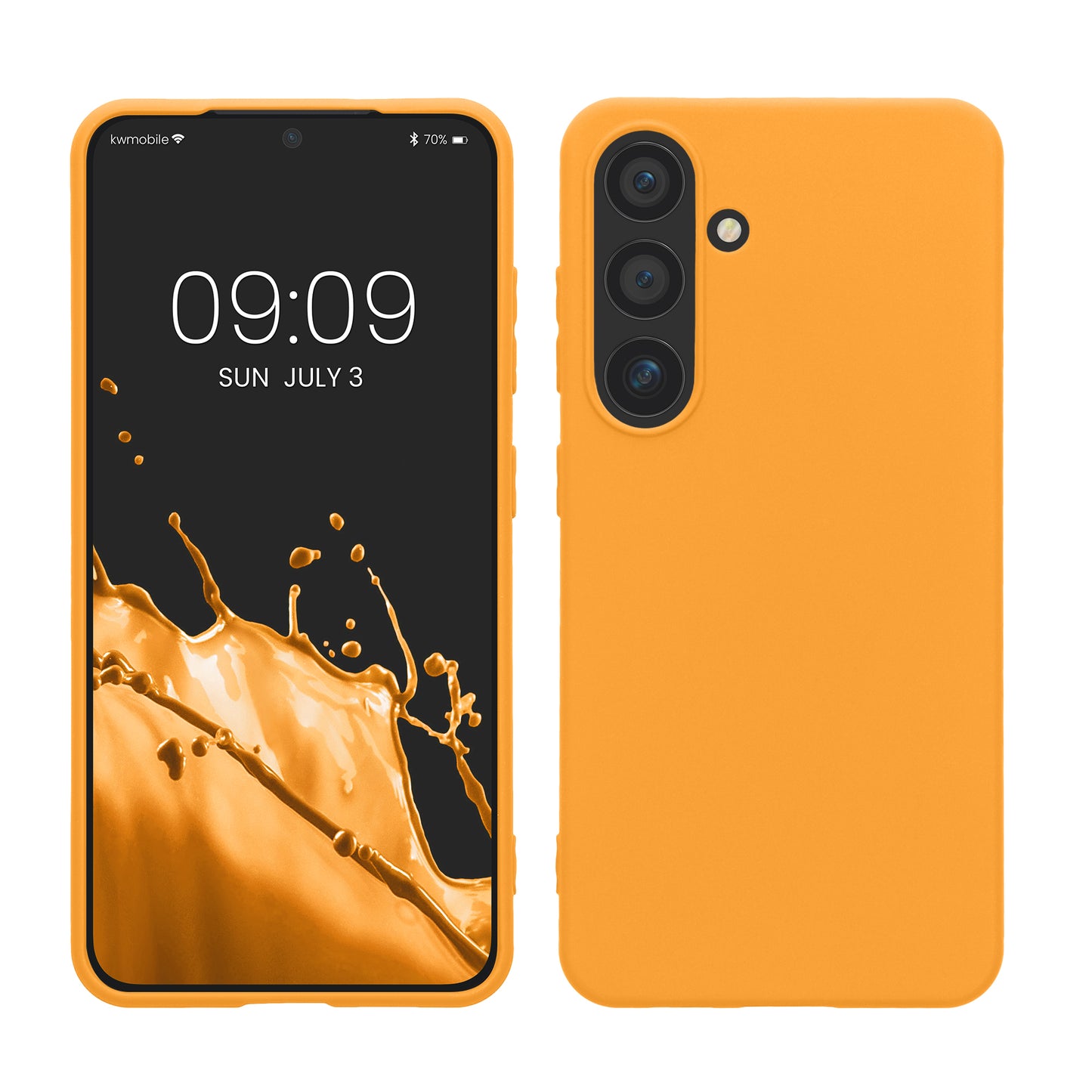 kwmobile Hülle kompatibel mit Samsung Galaxy S24 Hülle - TPU Silikon Handyhülle weich schlank - Case stoßabsorbierend flexibel - kabelloses Laden - Fruity Orange Fruity Orange  