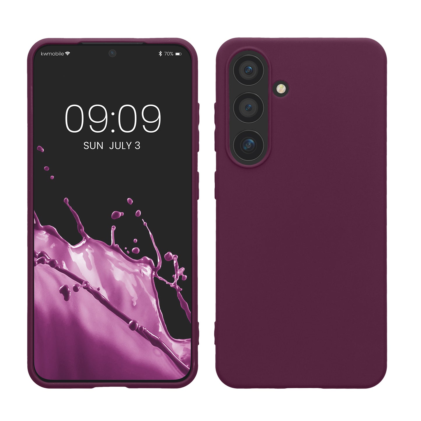 kwmobile Hülle kompatibel mit Samsung Galaxy S24 Hülle - TPU Silikon Handyhülle weich schlank - Case stoßabsorbierend flexibel - kabelloses Laden - Bordeaux Violett Bordeaux Violett  