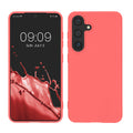 kwmobile Hülle kompatibel mit Samsung Galaxy S25 Hülle - weiches TPU Silikon Case - Cover geeignet für kabelloses Laden - Neon Koralle Neon Koralle  