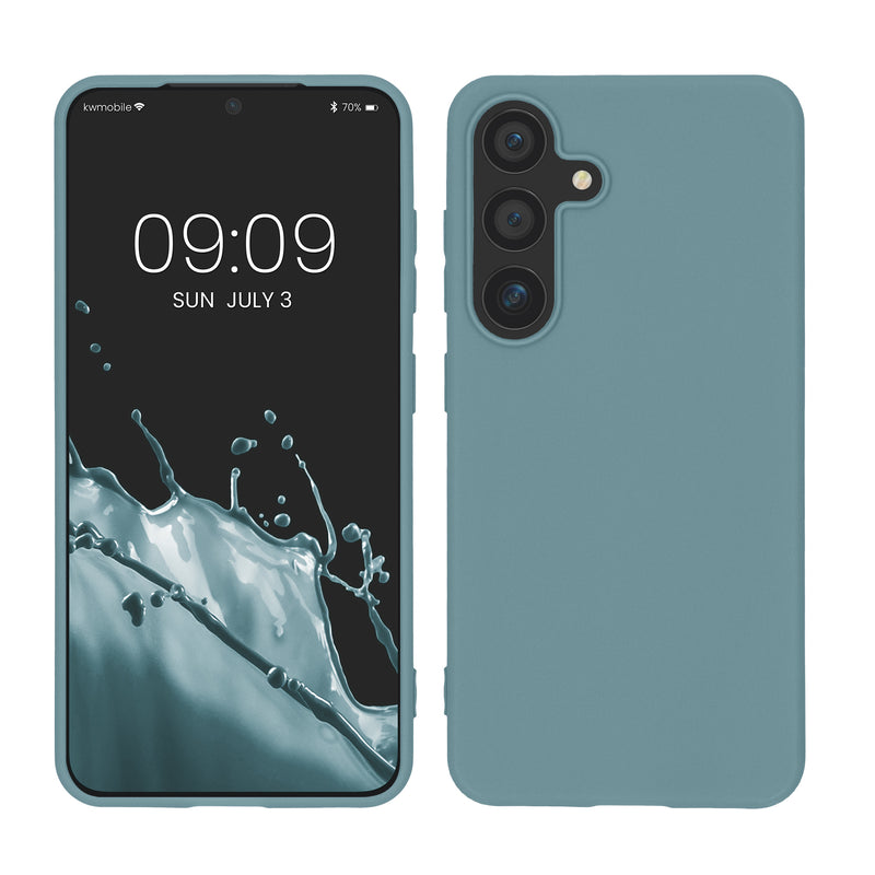 kwmobile Hülle kompatibel mit Samsung Galaxy S25 Hülle - weiches TPU Silikon Case - Cover geeignet für kabelloses Laden - Antique Stone Antique Stone  