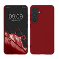 kwmobile Hülle kompatibel mit Samsung Galaxy S25 Hülle - weiches TPU Silikon Case - Cover geeignet für kabelloses Laden - Rhabarber Rot Rhabarber Rot  