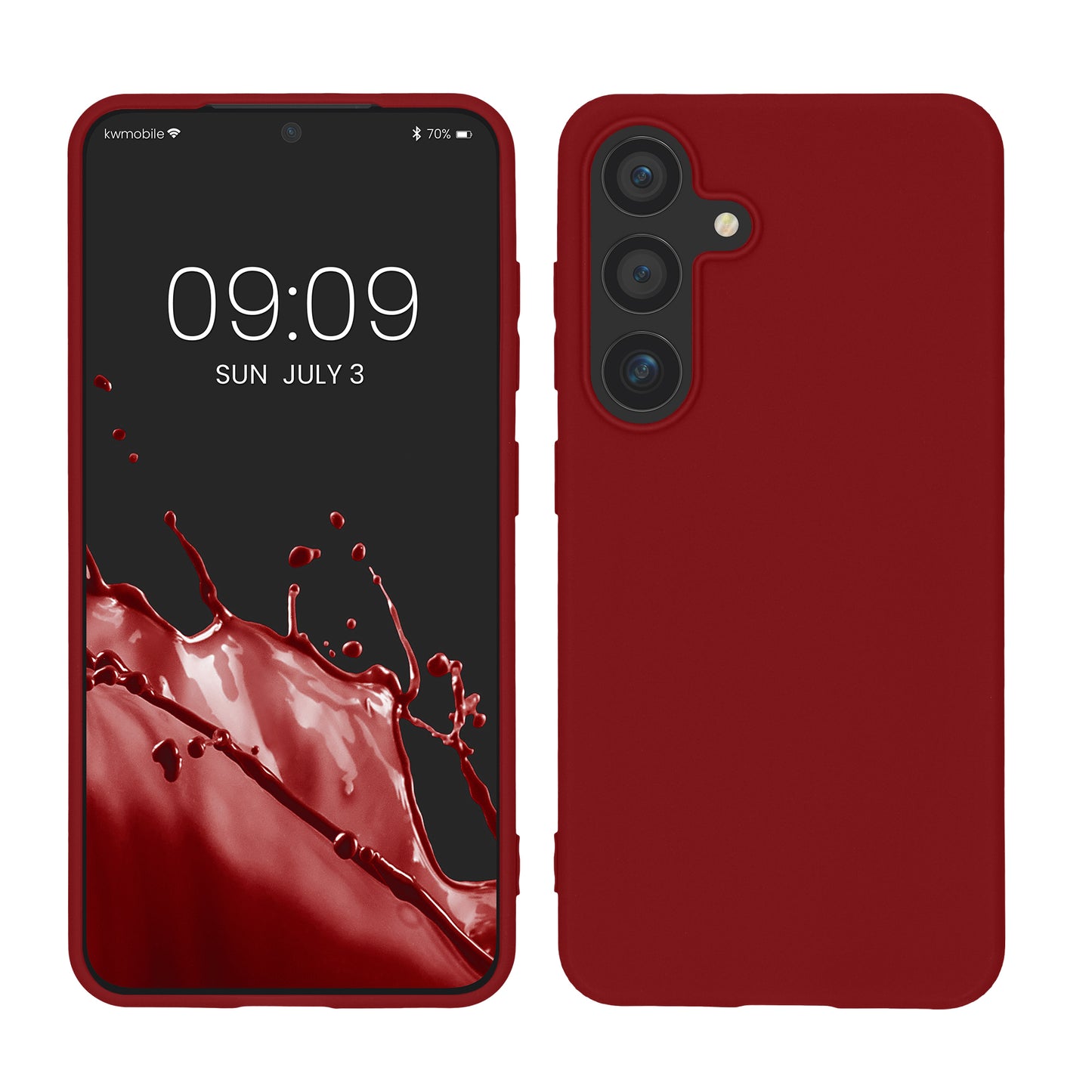 kwmobile Hülle kompatibel mit Samsung Galaxy S25 Hülle - weiches TPU Silikon Case - Cover geeignet für kabelloses Laden - Rhabarber Rot Rhabarber Rot  
