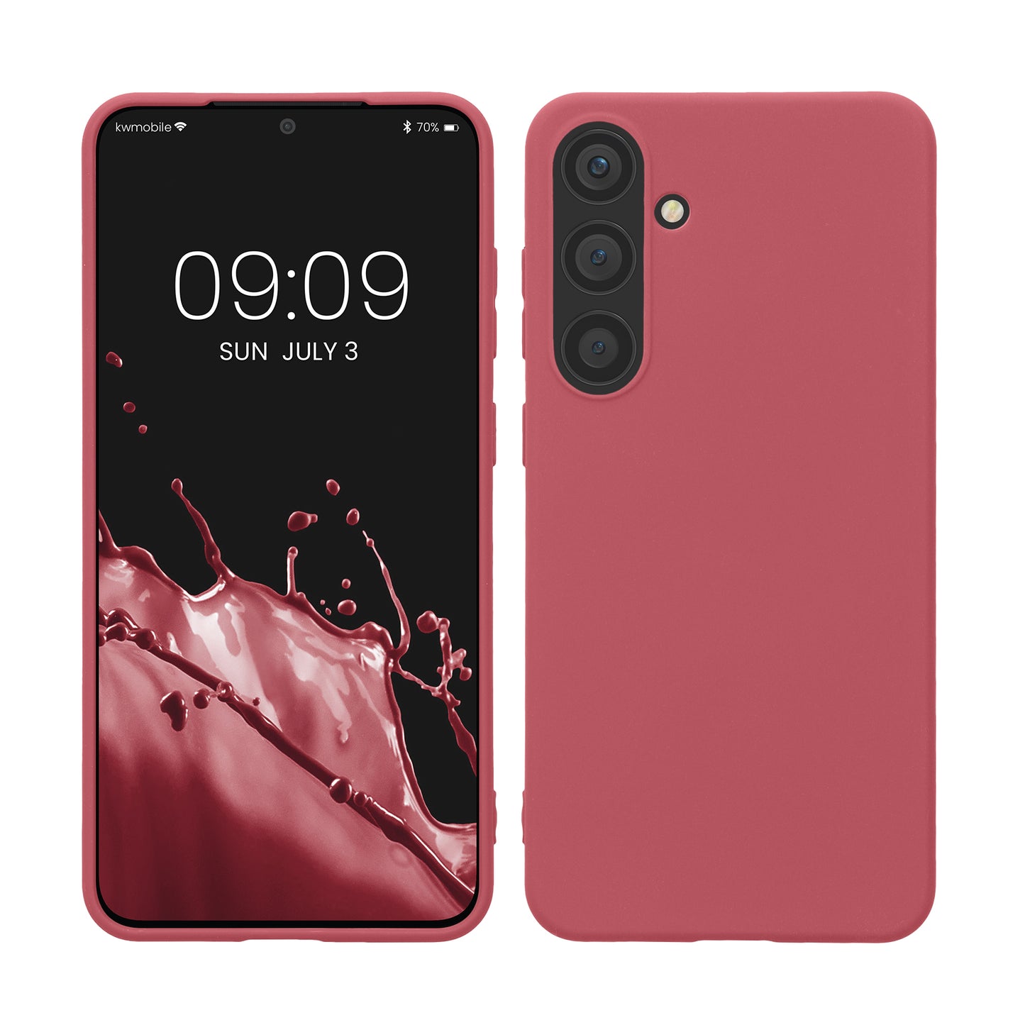 kwmobile Hülle kompatibel mit Samsung Galaxy S24 Plus Hülle - TPU Silikon Handyhülle weich schlank - Case stoßabsorbierend flexibel - kabelloses Laden - Dark Rose Dark Rose  