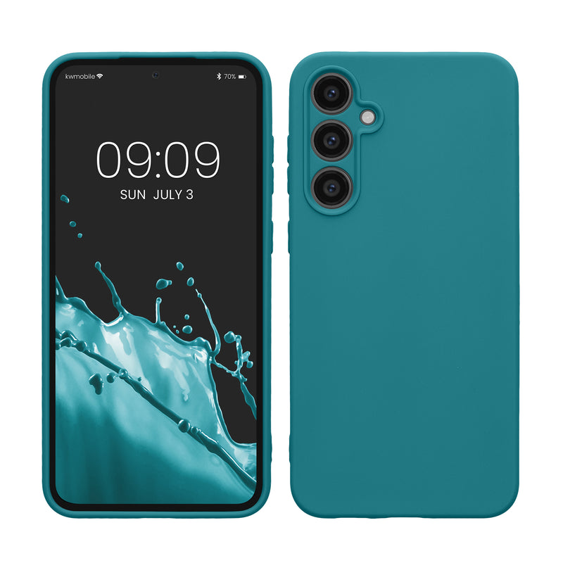 kwmobile Hülle kompatibel mit Samsung Galaxy S23 FE Hülle - weiches TPU Silikon Case - Cover geeignet für kabelloses Laden - Petrol matt Petrol matt  