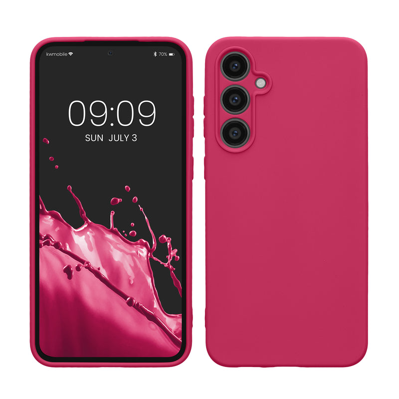 kwmobile Hülle kompatibel mit Samsung Galaxy S23 FE Hülle - weiches TPU Silikon Case - Cover geeignet für kabelloses Laden - Neon Pink Neon Pink  