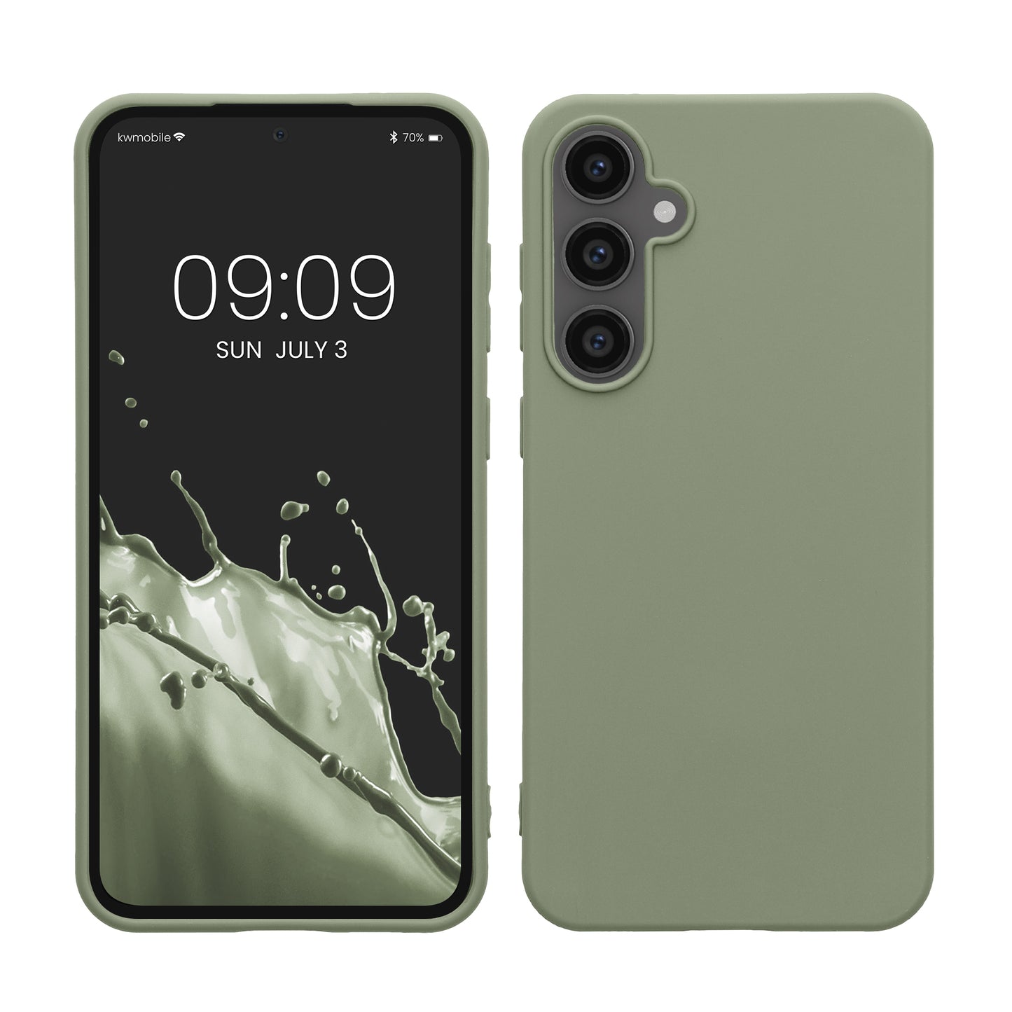 kwmobile Hülle kompatibel mit Samsung Galaxy S23 FE Hülle - weiches TPU Silikon Case - Cover geeignet für kabelloses Laden - Graugrün Graugrün  