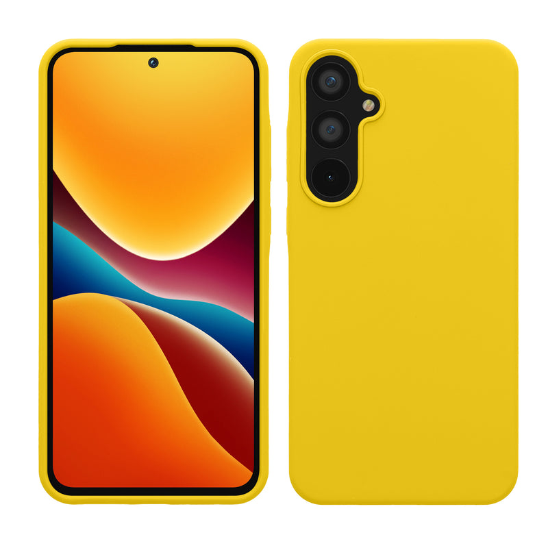 kwmobile Hülle kompatibel mit Samsung Galaxy A55 5G Hülle - Silikon Handy Case - Handyhülle weiche Oberfläche - kabelloses Laden - Strahlend Gelb Strahlend Gelb  