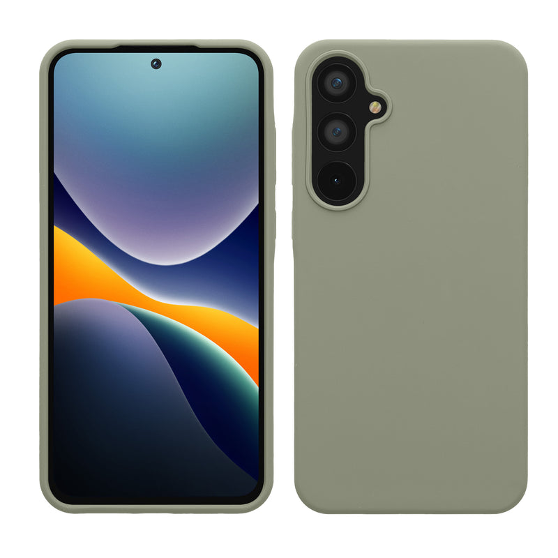 kwmobile Hülle kompatibel mit Samsung Galaxy A55 5G Hülle - Silikon Handy Case - Handyhülle weiche Oberfläche - kabelloses Laden - Graugrün Graugrün  