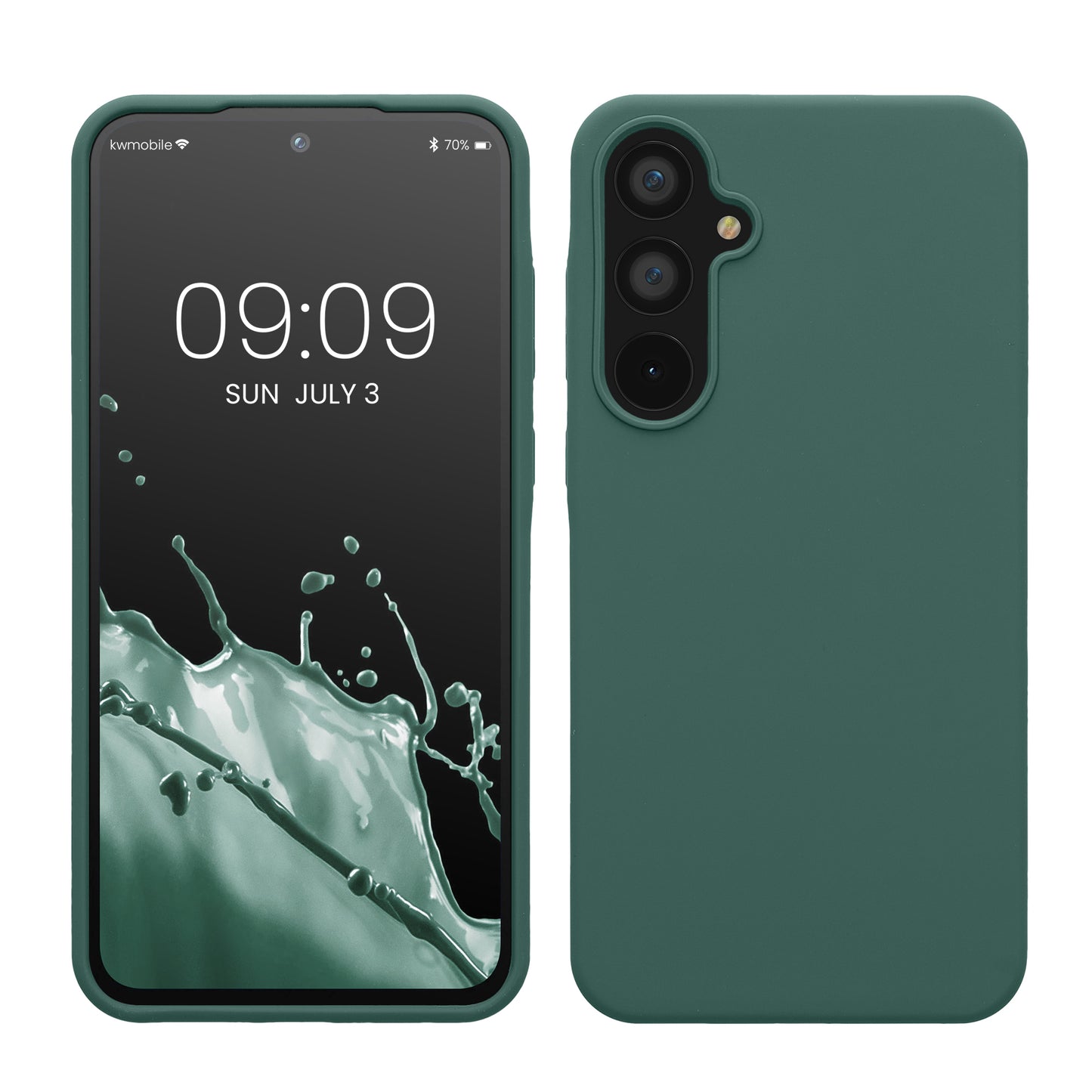 kwmobile Hülle kompatibel mit Samsung Galaxy A55 5G Hülle - Silikon Handy Case - Handyhülle weiche Oberfläche - kabelloses Laden - Tannengrün Tannengrün  