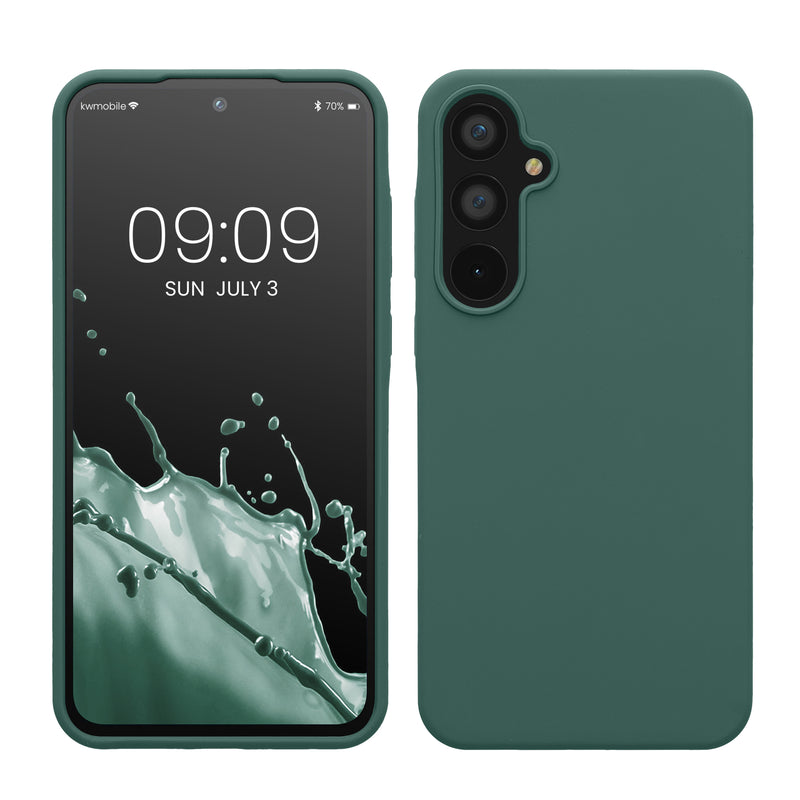 kwmobile Hülle kompatibel mit Samsung Galaxy A55 5G Hülle - Silikon Handy Case - Handyhülle weiche Oberfläche - kabelloses Laden - Tannengrün Tannengrün  