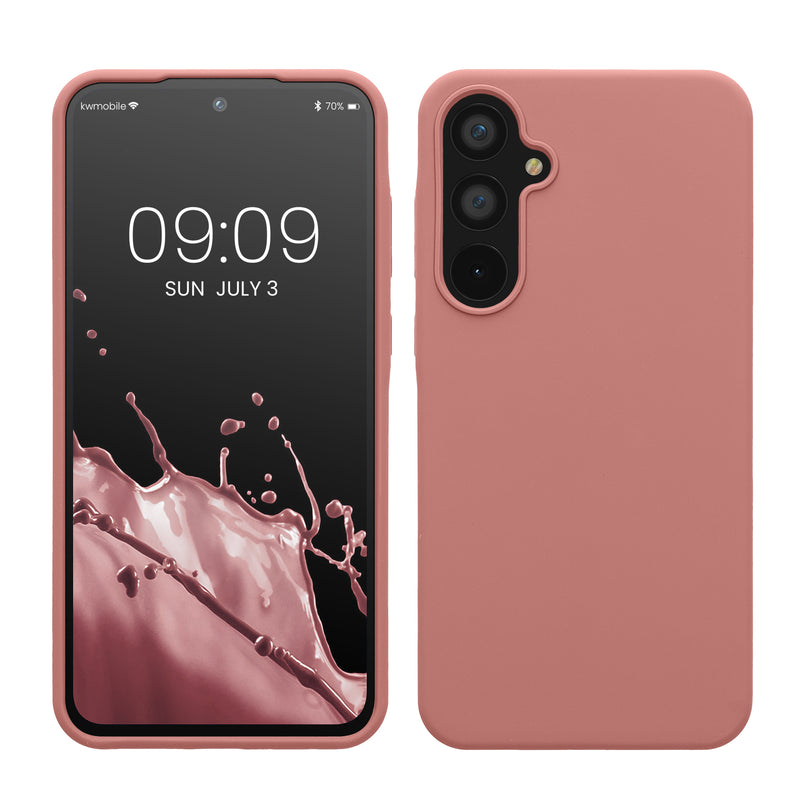 kwmobile Hülle kompatibel mit Samsung Galaxy A55 5G Hülle - Silikon Handy Case - Handyhülle weiche Oberfläche - kabelloses Laden - Winter Rose Winter Rose  