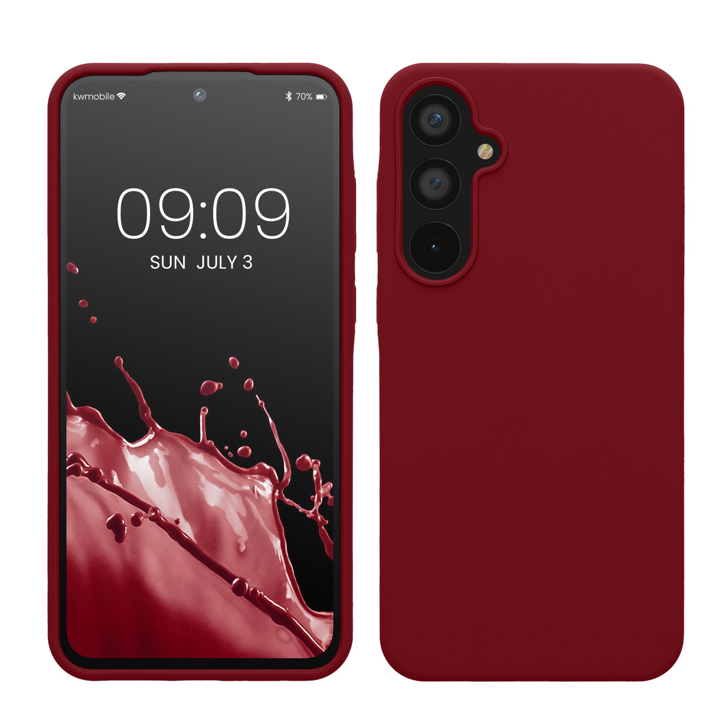 kwmobile Hülle kompatibel mit Samsung Galaxy A55 5G Hülle - Silikon Handy Case - Handyhülle weiche Oberfläche - kabelloses Laden - Rhabarber Rot Rhabarber Rot  