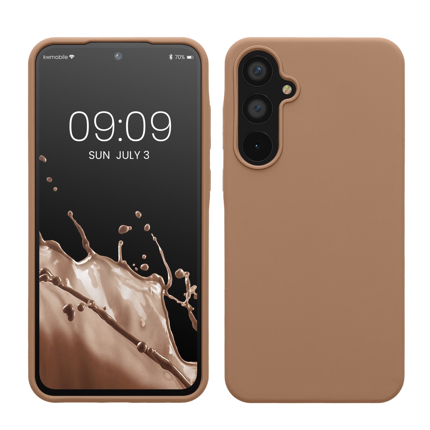 kwmobile Hülle kompatibel mit Samsung Galaxy A55 5G Hülle - Silikon Handy Case - Handyhülle weiche Oberfläche - kabelloses Laden - Cappuccino Cappuccino  