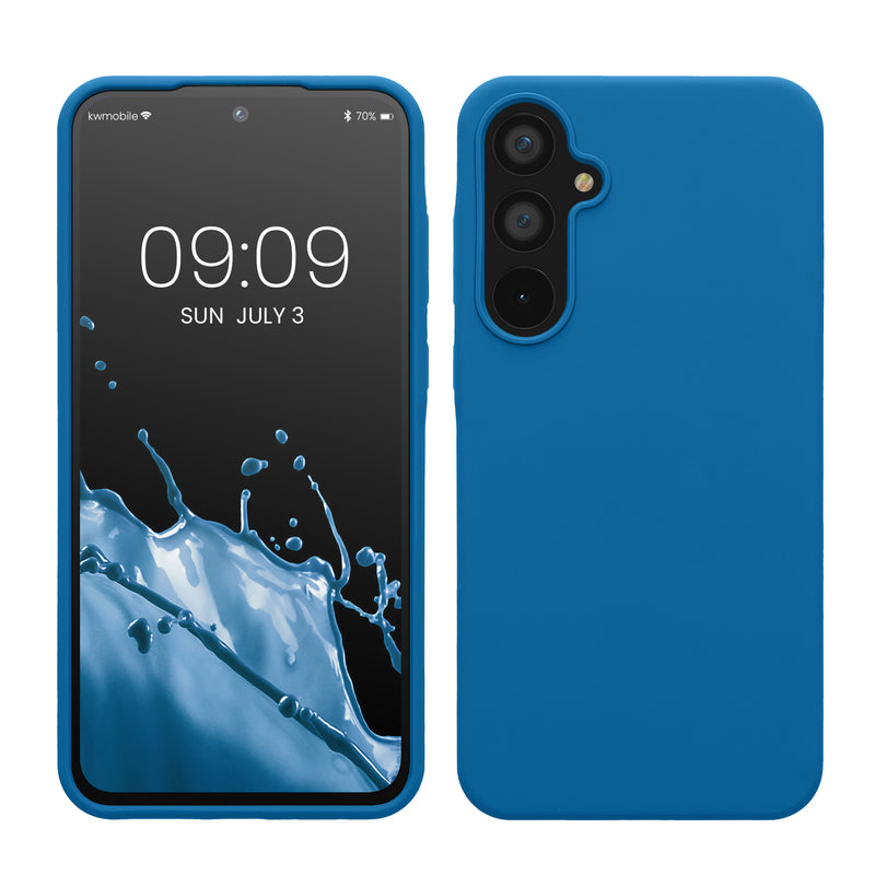 kwmobile Hülle kompatibel mit Samsung Galaxy A55 5G Hülle - Silikon Handy Case - Handyhülle weiche Oberfläche - kabelloses Laden - Blue Reef Blue Reef  