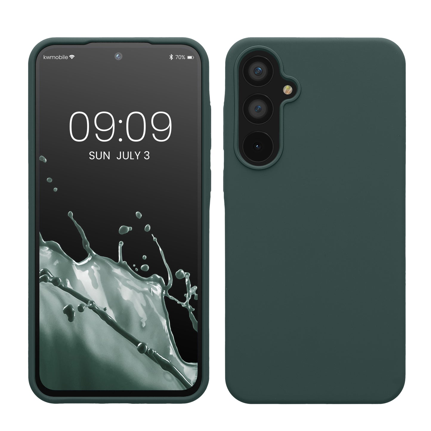kwmobile Hülle kompatibel mit Samsung Galaxy A55 5G Hülle - Silikon Handy Case - Handyhülle weiche Oberfläche - kabelloses Laden - Blaugrün Blaugrün  