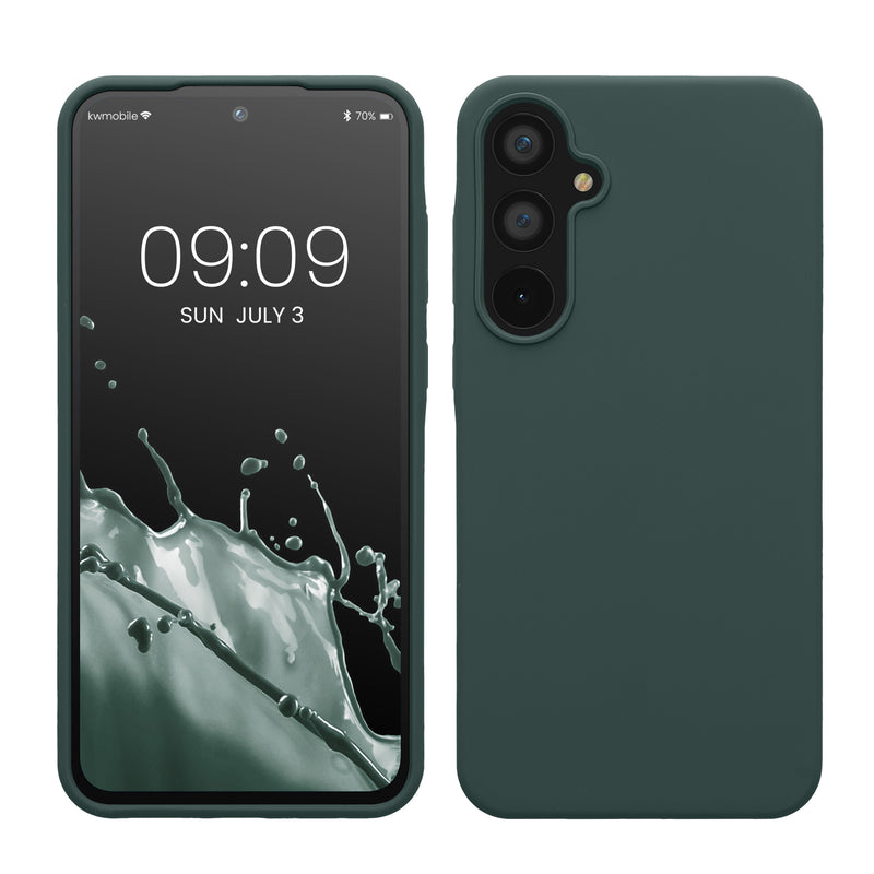 kwmobile Hülle kompatibel mit Samsung Galaxy A55 5G Hülle - Silikon Handy Case - Handyhülle weiche Oberfläche - kabelloses Laden - Blaugrün Blaugrün  