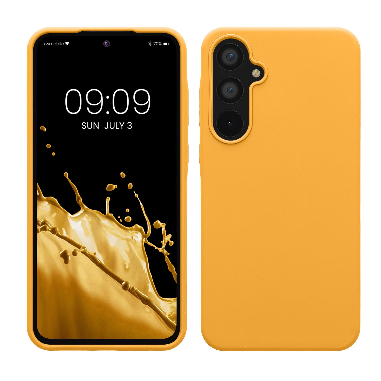kwmobile Hülle kompatibel mit Samsung Galaxy A55 5G Hülle - Silikon Handy Case - Handyhülle weiche Oberfläche - kabelloses Laden - Mango Mango  