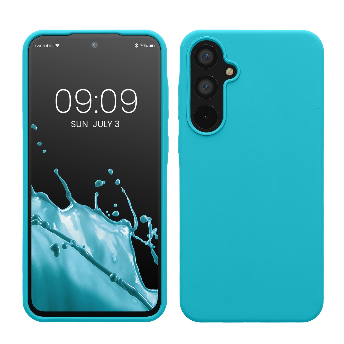 kwmobile Hülle kompatibel mit Samsung Galaxy A55 5G Hülle - Silikon Handy Case - Handyhülle weiche Oberfläche - kabelloses Laden - Cool Glacier Cool Glacier  