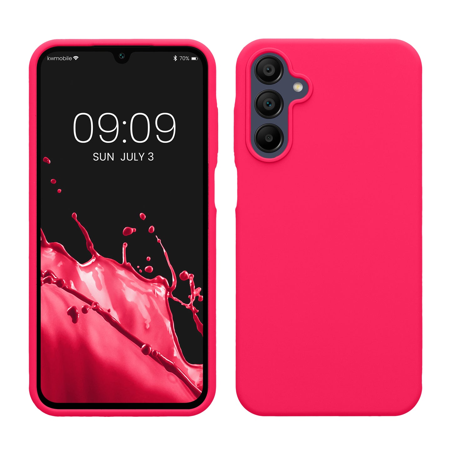 kwmobile Hülle kompatibel mit Samsung Galaxy A15 5G Hülle - Silikon Handy Case - Handyhülle weiche Oberfläche - kabelloses Laden - Neon Pink Neon Pink  